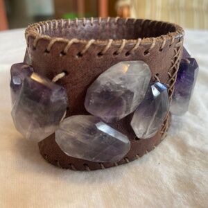 Henry Beguelin amethyst & leather cuff